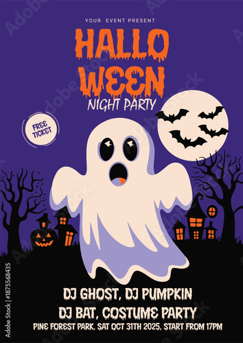 Halloween Party Poster Design. 