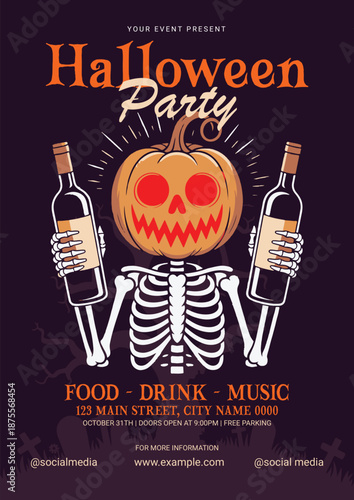 Halloween Party Poster Design. 