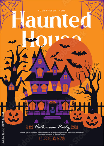 Halloween Party Poster Design. 
