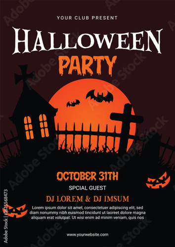 Halloween Party Poster Design. 