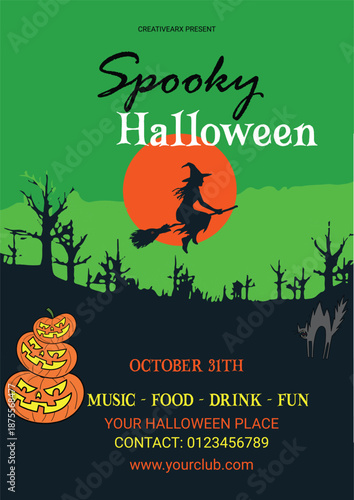 Halloween Party Poster Design. 