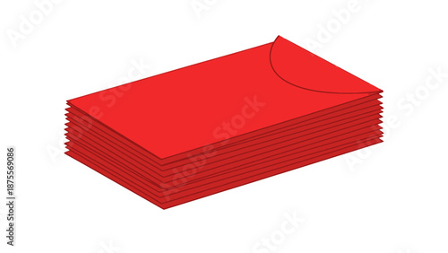 Stack Of Red Paper Envelopes Ready For Mailing Or Document Storage Clean Isolated White Background