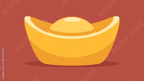 Golden Ancient Chinese Wealth Bar Symbol Traditional Prosperity Symbol Isolated On Rustic Background