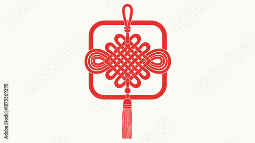 Traditional Decorative Knot Ornament Red Color Isolated On White Background For Festive Occasions And Celebrations Oriental Style