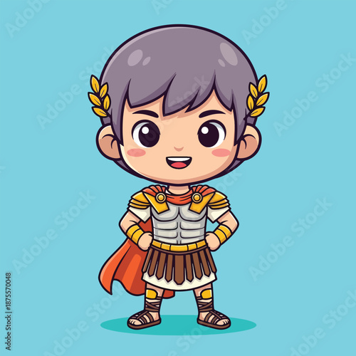 Cute Roman Soldier Cartoon Character.