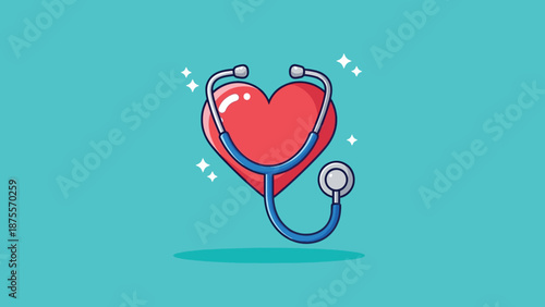 Heart Stethoscope Medical Health Care Symbol Illustration.