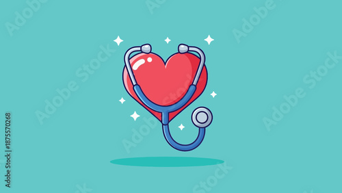 Heart with Stethoscope Medical Health Checkup Illustration.