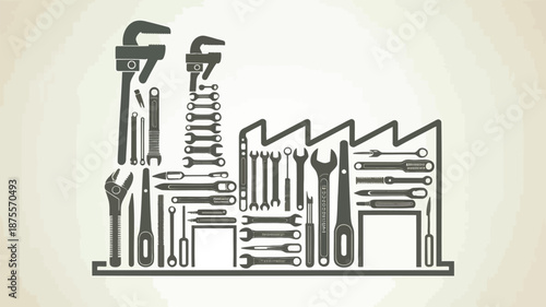 Variety of tools organized on a pegboard