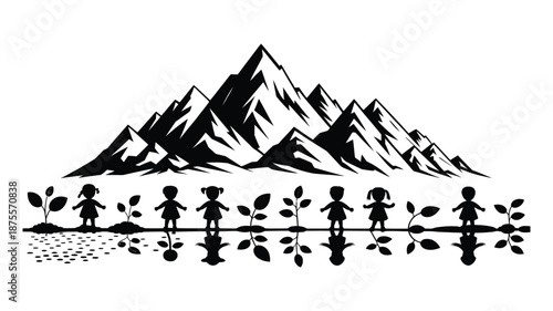 Growth Stages from Seed to Mountain Peak Representing Life’s Journey, Development, Progression, Achievement, Personal and Professional Growth, Goal Setting, Web, Apps, UI, and Digital Media Projects