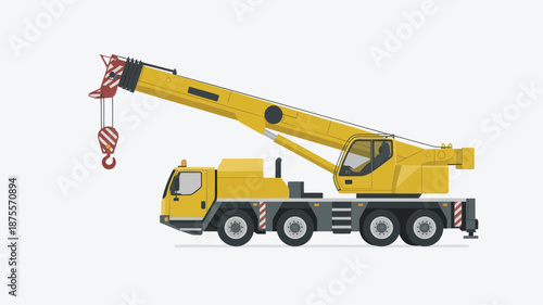 Mobile crane with extended boom and hook