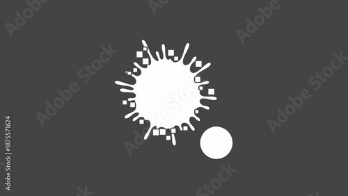 Stylized white virus cell illustration on dark background