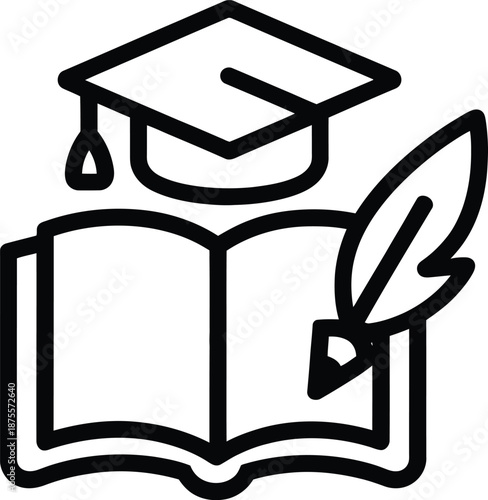 Vector illustration of a graduation cap and diploma with books as a 3d business concept icon and symbol for design
