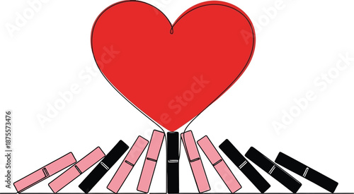 Heart shaped by lipsticks isolated on transparent background