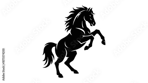 Black Silhouette of a Reared Horse.