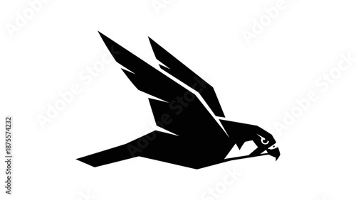 Black Silhouette of Flying Bird.