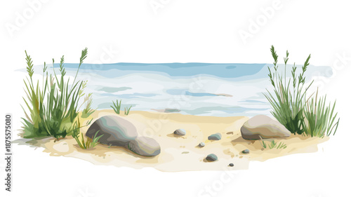 Parnu Beach. Parnu Beach watercolor vector illustration