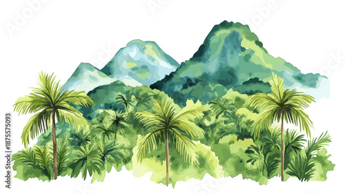 Kanuku Mountains. Kanuku Mountains hand drawn watercolor illustration