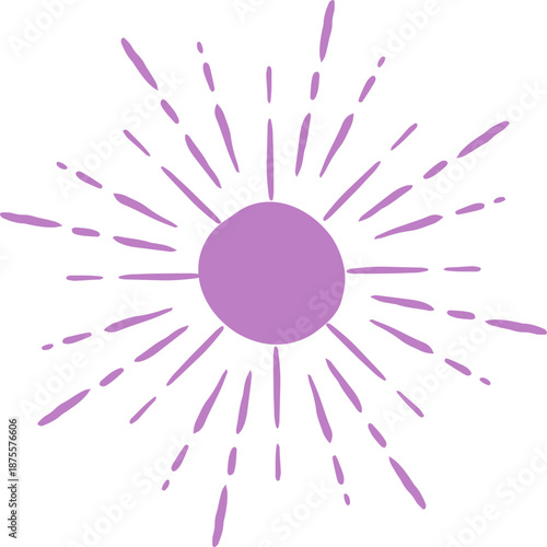 Hand Drawn Radiant Sunburst Illustration. Hand Drawn Yoga, Meditation and Wellness  Doodles Series