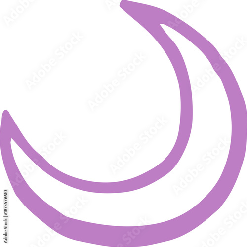 Hand Drawn Crescent Moon Symbol. Hand Drawn Yoga, Meditation and Wellness  Doodles Series