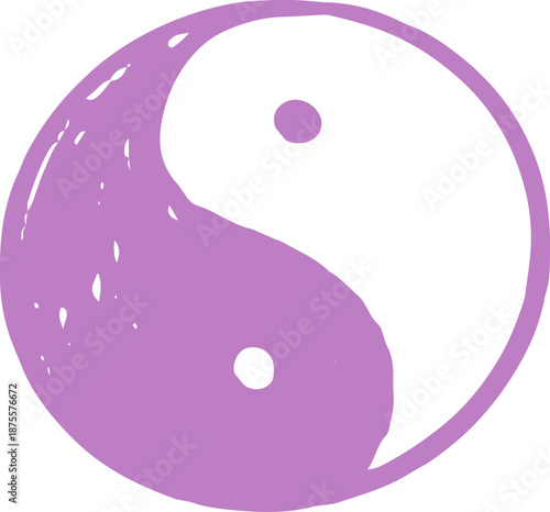 Hand Drawn Yin Yang Balance Symbol. Hand Drawn Yoga, Meditation and Wellness  Doodles Series