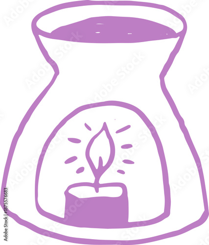 Hand Drawn Aroma Lamp Illustration. Hand Drawn Yoga, Meditation and Wellness  Doodles Series