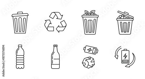 Recycling symbols and items