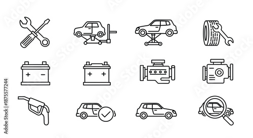 Common car maintenance icons