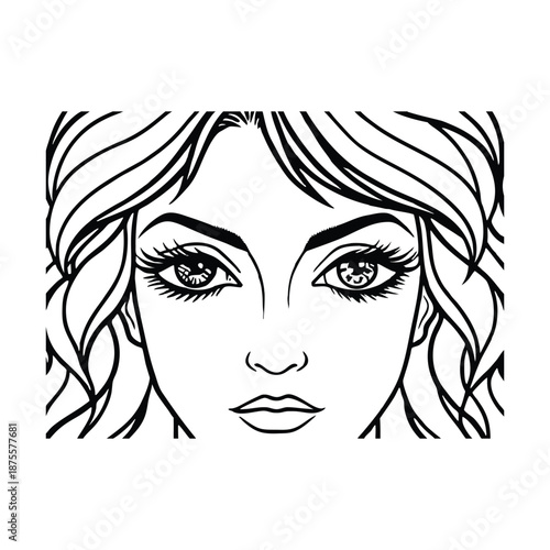 Silhouette of seductive eyes isolated on a white background