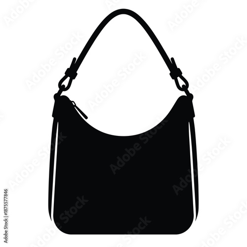 a black silhouette of a handbag with a strap