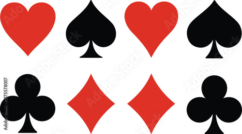 A flat design illustration of playing card suits arranged in a grid pattern.