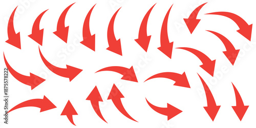 Set of black Curved Arrows isolated on white background. Vector illustration editable icons.