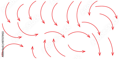 Set of black Curved Arrows isolated on white background. Vector illustration editable icons.