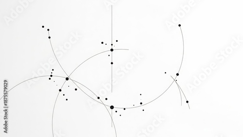 A complex network diagram with intersecting lines and dots on a white background