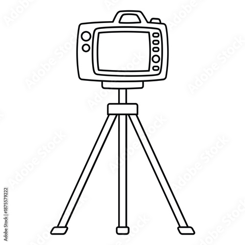 a line drawing of a television on a tripod stand