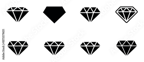 Diamond icon different shapes cuts gemstone vector