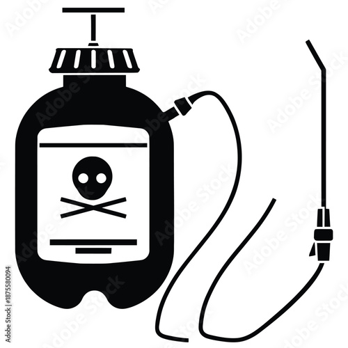 toxic liquid iv bag with skull and crossbones warning symbol