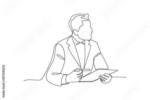 Final Candidate Review. Recruitment Online and offline Concept. Single line draw design. Vector graphic illustration