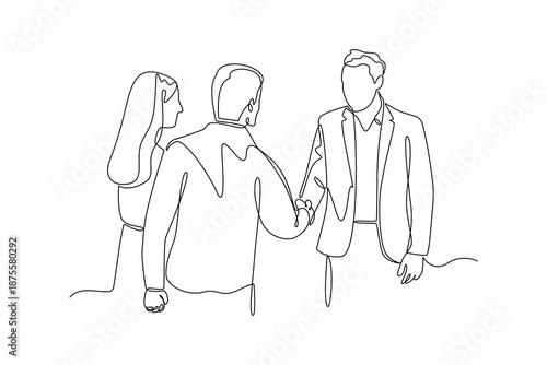 Offline Recruitment Meeting. Recruitment Online and offline Concept. Single line draw design. Vector graphic illustration