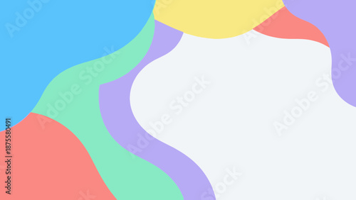 Abstract fluid shapes with pastel colors forming a dynamic, flowing background design