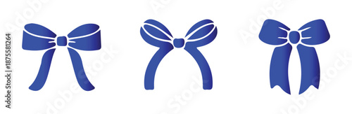 Gift wrap ribbons collection vector blue bows set isolated for presents greeting cards and celebration events