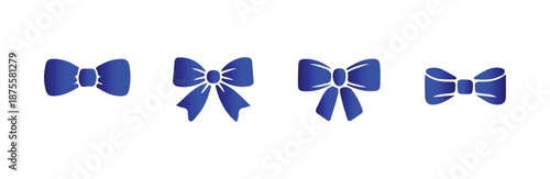 Set of four different blue bow tie silhouettes for decoration design and festive elements
