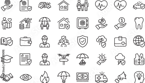 Collection of flat design everyday life icons isolated on transparent background