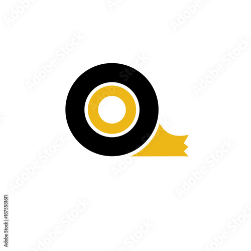 A yellow and black roll of adhesive tape with a torn edge, rendered as a simple graphic icon