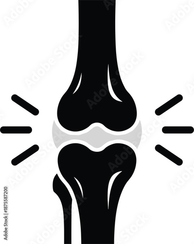 Human knee joint anatomy icon representing bone health orthopedics pain relief and medical treatment for arthritis or injury rehabilitation in flat vector style.
