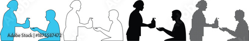 Nurse Providing Hand Sanitizer to Patient Silhouette Hygiene Protection Vector Set