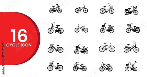 16 Bicycle Icon Collection
