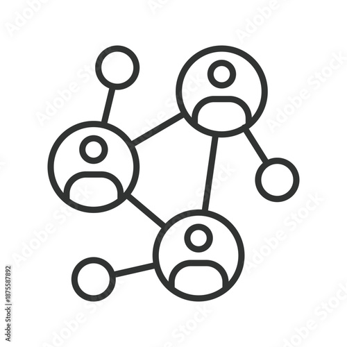 Social network connections, icon in line design. users, connection, network, community, people, interaction, links on white background vector. Network editable stroke icon