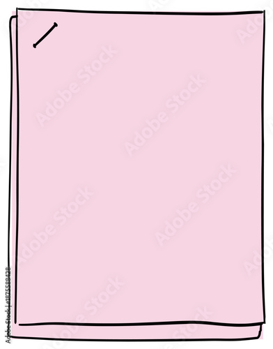 Hand drawn notebook paper sheet with folded corner doodle sketch blank page vector illustration