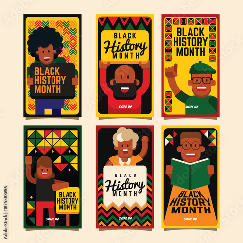 black history month cards with different people and designs