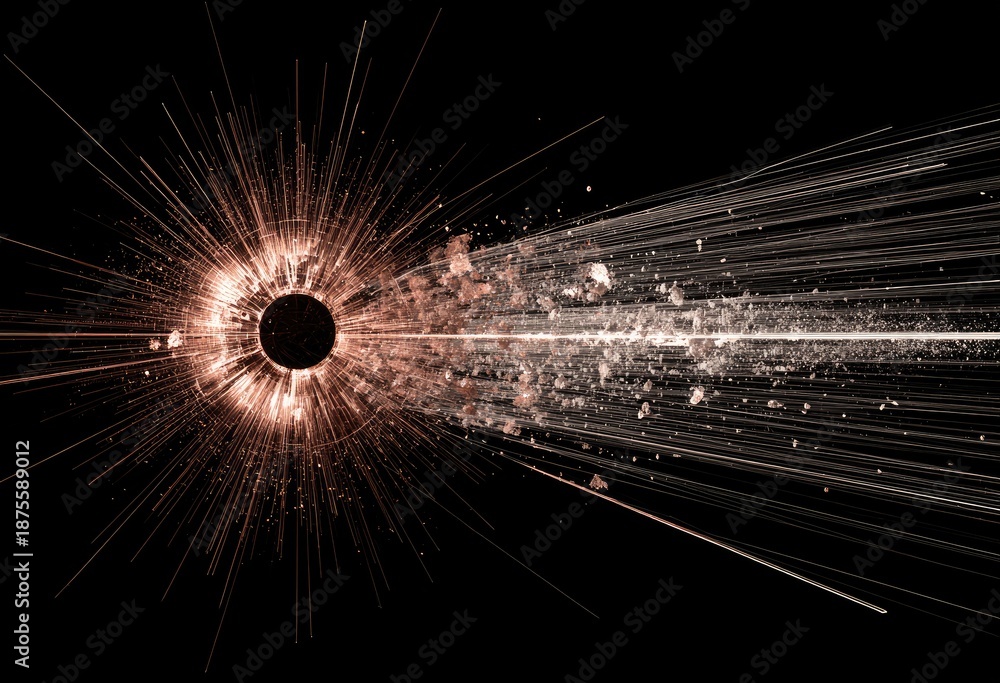 Obraz premium Explosion, radial lines, dark background, light streaks